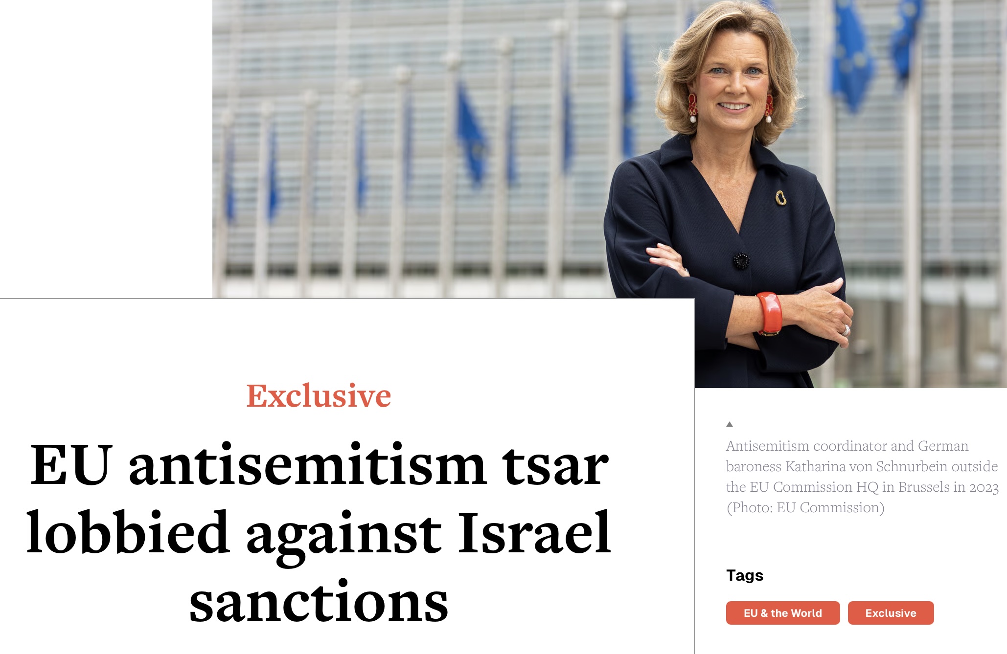 Katharina von Schnurbein lobbied against Israel sanctions - EUobserver